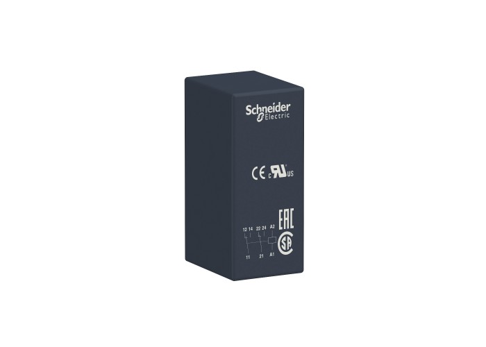 Schneider Electric RSB2A080BD - Harmony Electromechanical Relays - Интерфейсно реле с основа, 2 C/O, 8А, 24 Vdc