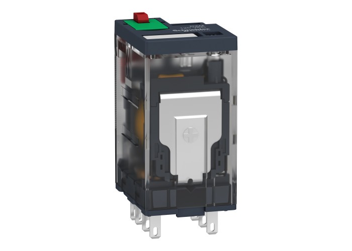 Schneider Electric RXM2AB2P7 - Harmony Electromechanical Relays - Миниатюрно plug in реле, Harmony, 12A, 2CO, с LED, заключващ се тест бутон, 230V AC