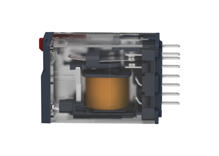 Schneider Electric RXM2AB2P7 - Harmony Electromechanical Relays - Миниатюрно plug in реле, Harmony, 12A, 2CO, с LED, заключващ се тест бутон, 230V AC