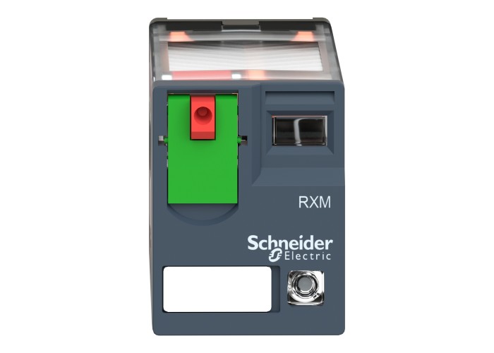 Schneider Electric RXM2AB2P7 - Harmony Electromechanical Relays - Миниатюрно plug in реле, Harmony, 12A, 2CO, с LED, заключващ се тест бутон, 230V AC