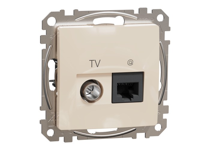 TV розетка и изход за данни, RJ45 CAT6 UTP, бежова, Schneider Electric SDD112469T Sedna Design & Elements