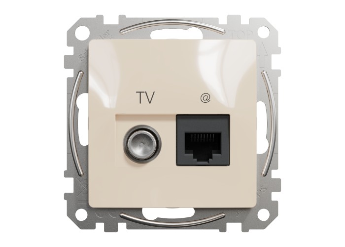 TV розетка и изход за данни, RJ45 CAT6 UTP, бежова, Schneider Electric SDD112469T Sedna Design & Elements