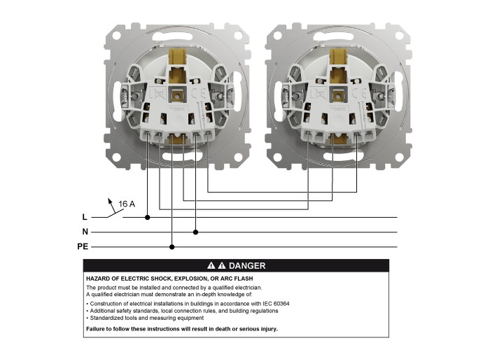 Контакт Шуко, безвинтов монтаж, бежов, Schneider Electric SDD112026 Sedna Design & Elements