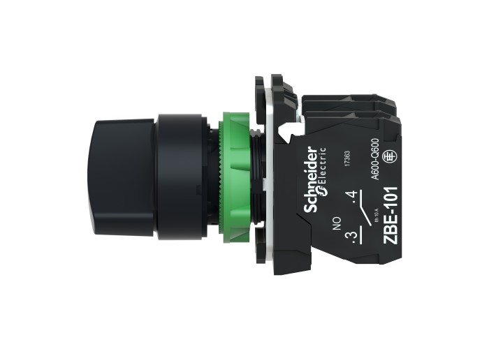 Schneider Electric XB5AD25 - Harmony XB5 - Селекторен превключвател с къса ръкохватка, пластмаса, 2 позиции, със задържане, 1 NC+ 1NO