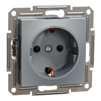 Единичен контактен излаз шуко, 16A, стомана, Asfora, Schneider Electric EPH2900162