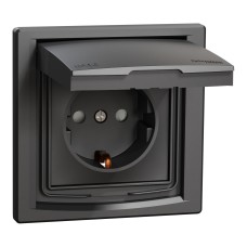 Контакт шуко със защита, 16A IP44, антрацит, Asfora, Schneider Electric EPH3100371