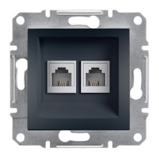 Двойна телефонна розетка RJ11, антрацит, Asfora, Schneider Electric EPH4200171
