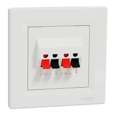 Двойна розетка за високоговорител, бял, Asfora, Schneider Electric EPH5700121