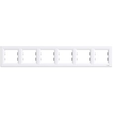 Декоративна рамка 6 елемента хоризонтална, бяла, Asfora, Schneider Electric EPH5800621