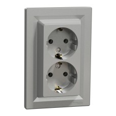 Двоен контакт шуко, 16А, алуминий, Asfora, Schneider Electric EPH9900161