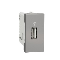 USB контакт, 2.0 конектор за данни, 1 модул, алуминий, New Unica, Schneider Electric NU342930