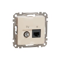 TV розетка и изход за данни, RJ45 CAT6 UTP, бежова, Schneider Electric SDD112469T Sedna Design & Elements