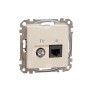 TV розетка и изход за данни, RJ45 CAT6 UTP, бежова, Schneider Electric SDD112469T Sedna Design & Elements
