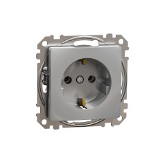 Контакт Шуко, безвинтов монтаж, алуминий, Schneider Electric SDD113026 Sedna Design & Elements