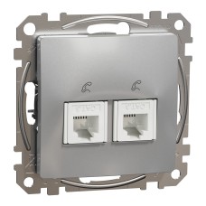 Двойна телефонна розетка, RJ11, алуминий, Schneider Electric SDD113492 Sedna Design & Elements