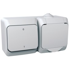 Контактен излаз шуко+двуполюсен ключ,бял, Cedar Plus, Schneider Electric WDE000502
