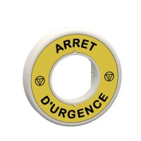 Schneider Electric ZBY9W2G130 - Harmony XB5 - Harmony, Illuminated ring Ø60, plastic, yellow, red fixed integral LED, marked ARRET D'URGENCE, 110...120 V AC